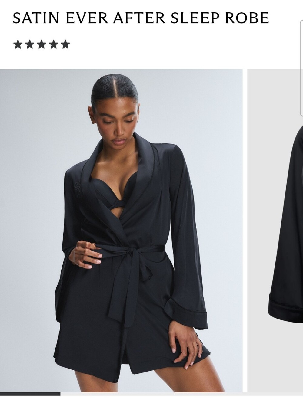 Savage X Fenty Black Satin Trim Robe